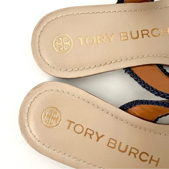 TORY BURCH | Jessa Leather Thong Sandal Dulce De Leche and Tan cream Size 6.5 main image 6